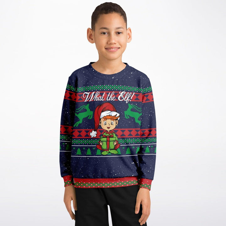 What the Elf Kids Unisex Ugly Christmas Sweatshirt - TopKoalaTee