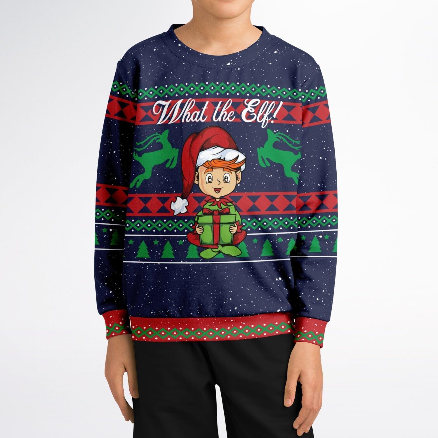 What the Elf Kids Unisex Ugly Christmas Sweatshirt - TopKoalaTee