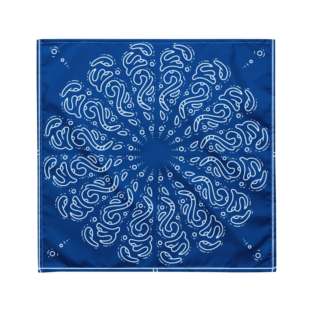 White Paisley Pattern on Blue Background Designer Neckerchief Bandana - TopKoalaTee