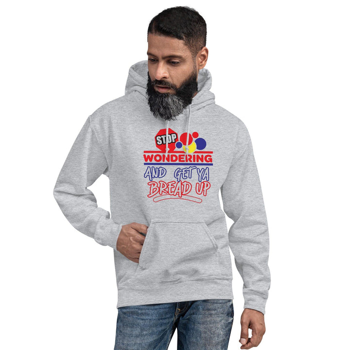 Graphic Hoodie Wonder Bread Logo Stop Wondering and Get Ya Bread Up Humor Unisex Pullover - TopKoalaTee