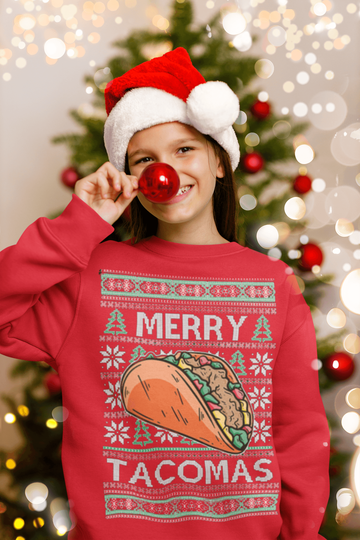 Ugly Christmas Sweater Merry Tacomas Cotton Blend Unisex Pullover