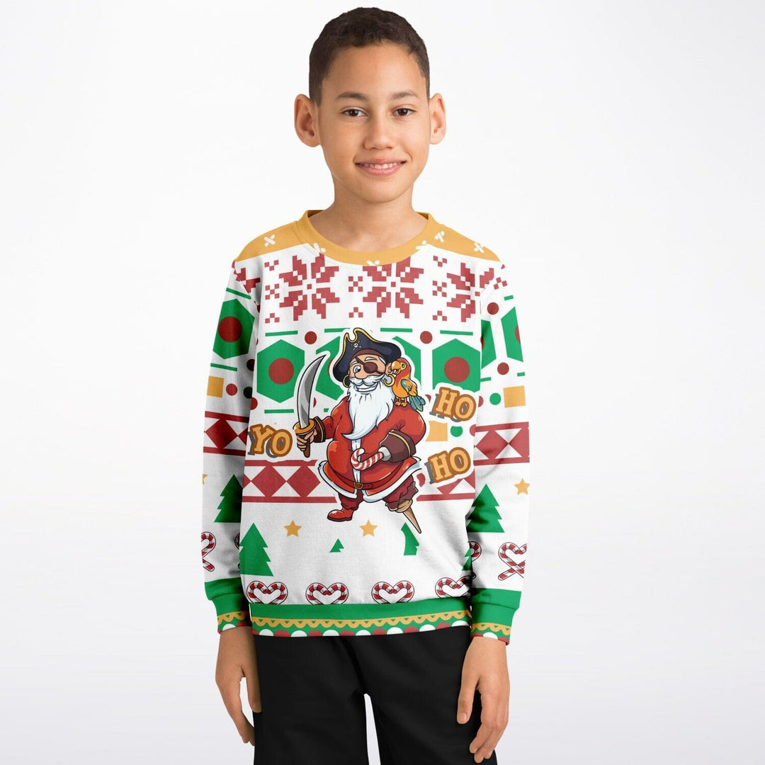 Yo Ho Ho Kids Unisex Ugly Christmas Sweatshirt - TopKoalaTee